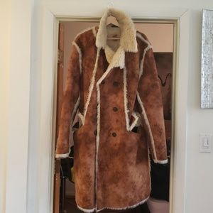 Rust colored faux lamb skin coat